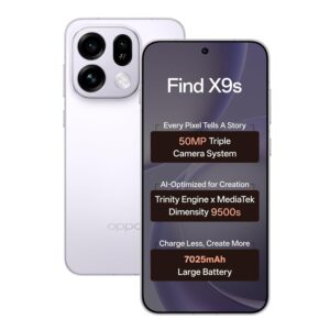 Oppo Find X9s(Lavender Sky,12+256GB) | Hasselblad Camera + 50MP Portrait |Dimensity 9500s | 7025mAh Battery+80W SUPERVOOC | IP69 -with No Cost EMI/Additional Exchange Offers